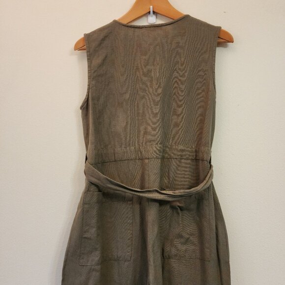 The Shanty corporation Cotton Flax Utility Slvless Jumpsuit Green Women S Chic - Picture 11 of 16